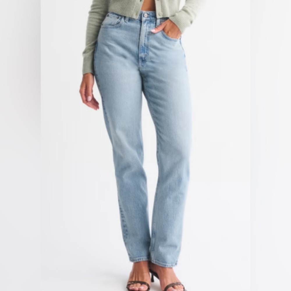 NEW Abercrombie & Fitch Jeans Women Curve Love Mid Rise '90s Straight 34/18S - Picture 2 of 6